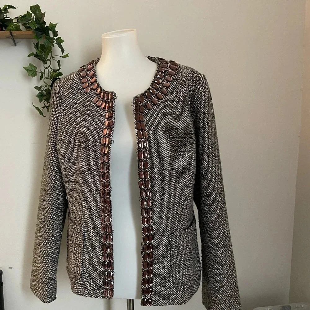 Dana Buchman jeweled tweed blazer plus-size 14 fall trend classic